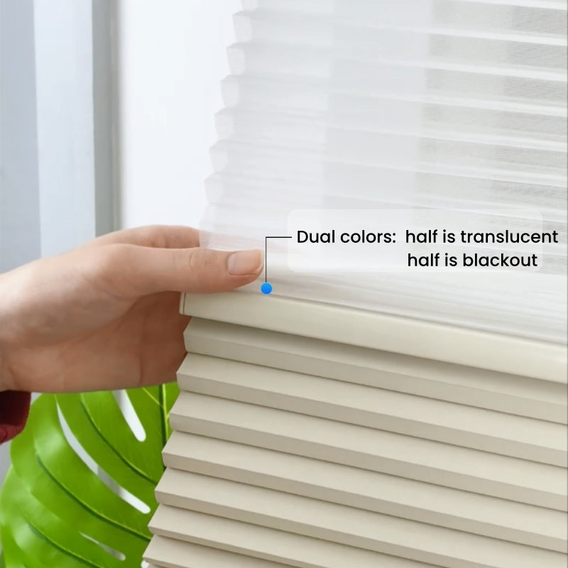 Smart Electric Remote Honeycomb Blinds Double-Fabric Cordless Easy No-Drill Mount