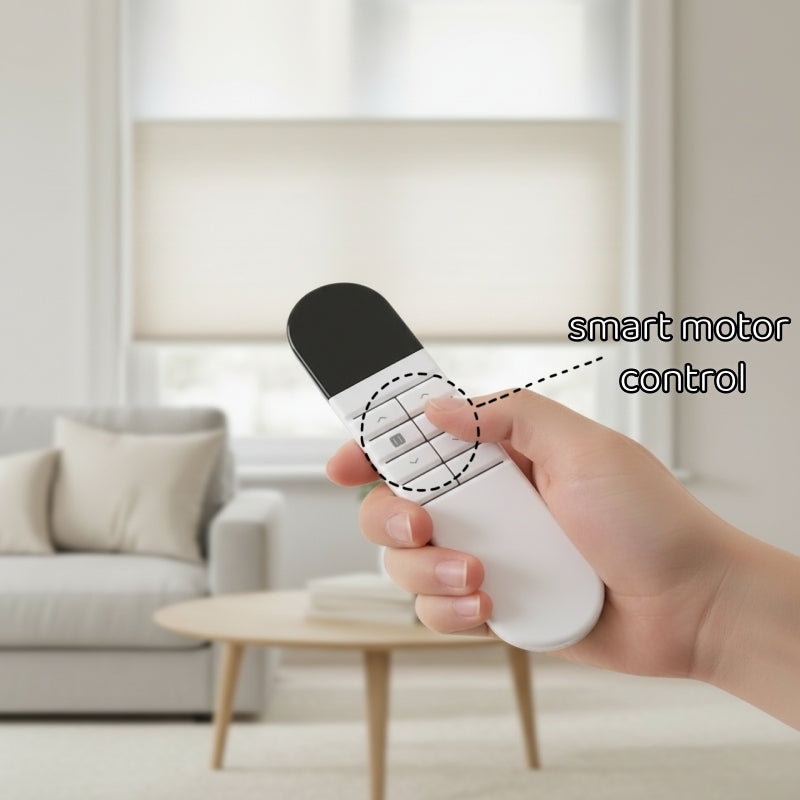 Smart Electric Remote Honeycomb Blinds Double-Fabric Cordless Easy No-Drill Mount