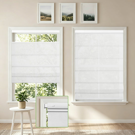 Drill-Free Cordless Roman Shade – Light Filtering Privacy Top Down Bottom Up