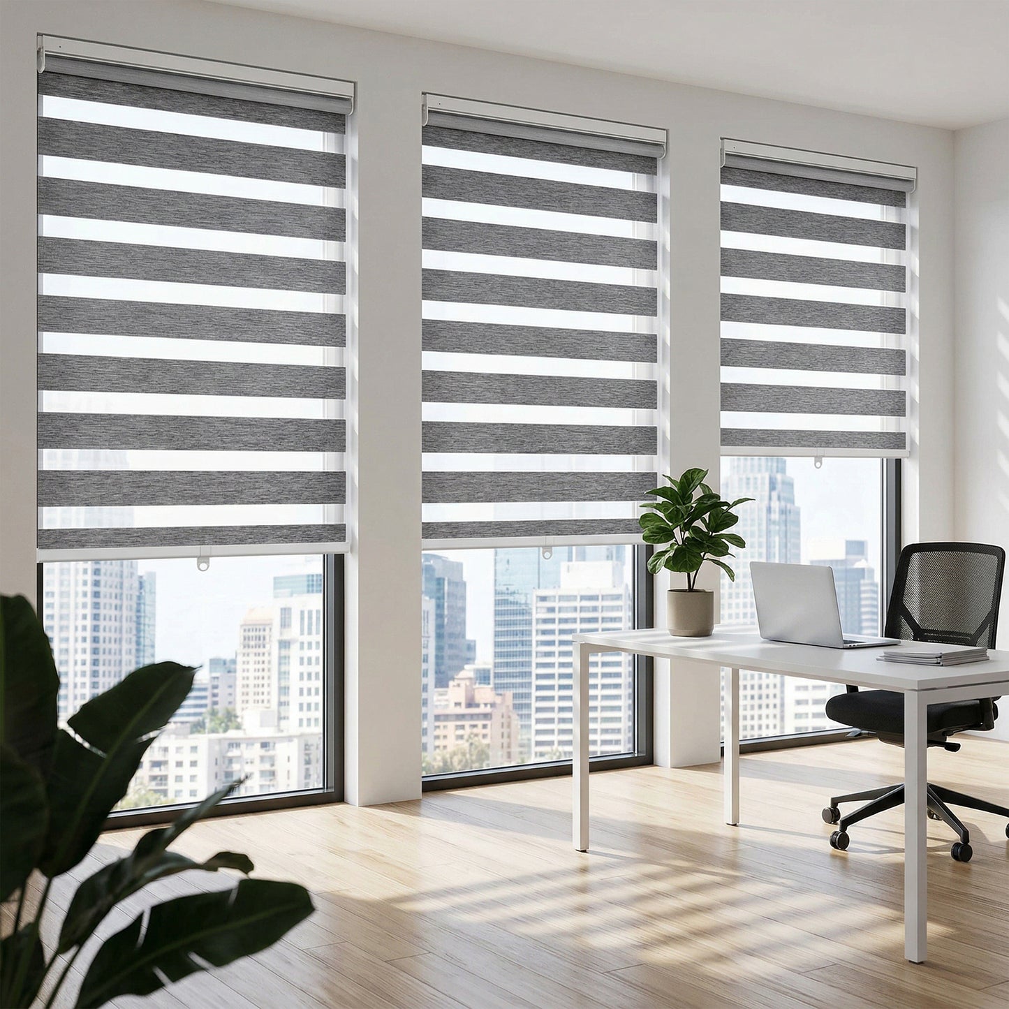 Tenda Zebra Senza Attrezzi e Senza Fori, Tende Filtra Luce Oscuranti per Ufficio, Facile Funzionamento a Spinta e Tiro