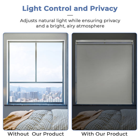 No Drill Cordless Roller Shades No Tools 100% Blackout Roller Windows Blinds Waterproof Fabric Privacy Blinds Thermal Insulated Tension Shades for Home Office