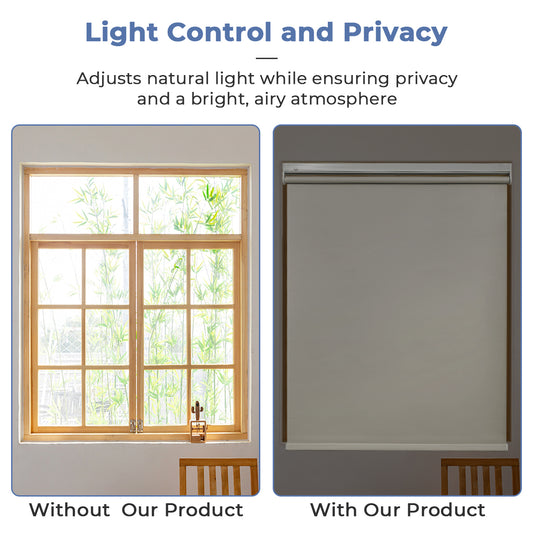 No Drill Cordless Roller Shades No Tools 100% Blackout Roller Windows Blinds Waterproof Fabric Privacy Blinds Thermal Insulated Tension Shades for Home Office