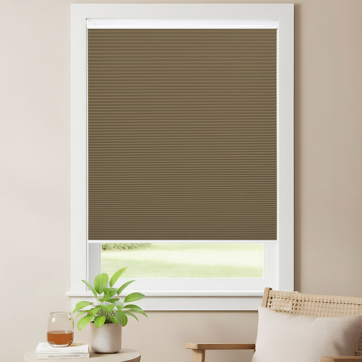 Upgraded Punch-free Honeycomb Blinds Cordless 100% Blackout Fabric