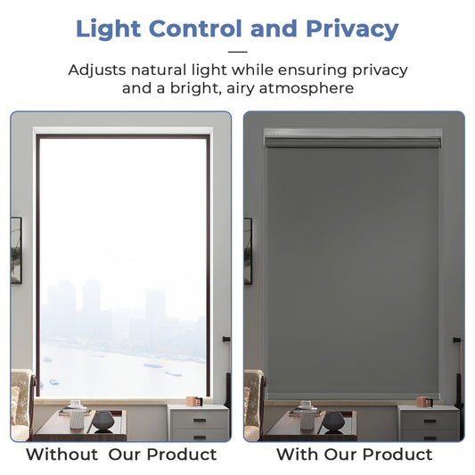 No Drill Cordless Roller Shades No Tools 100% Blackout Roller Windows Blinds Waterproof Fabric Privacy Blinds Thermal Insulated Tension Shades for Home Office