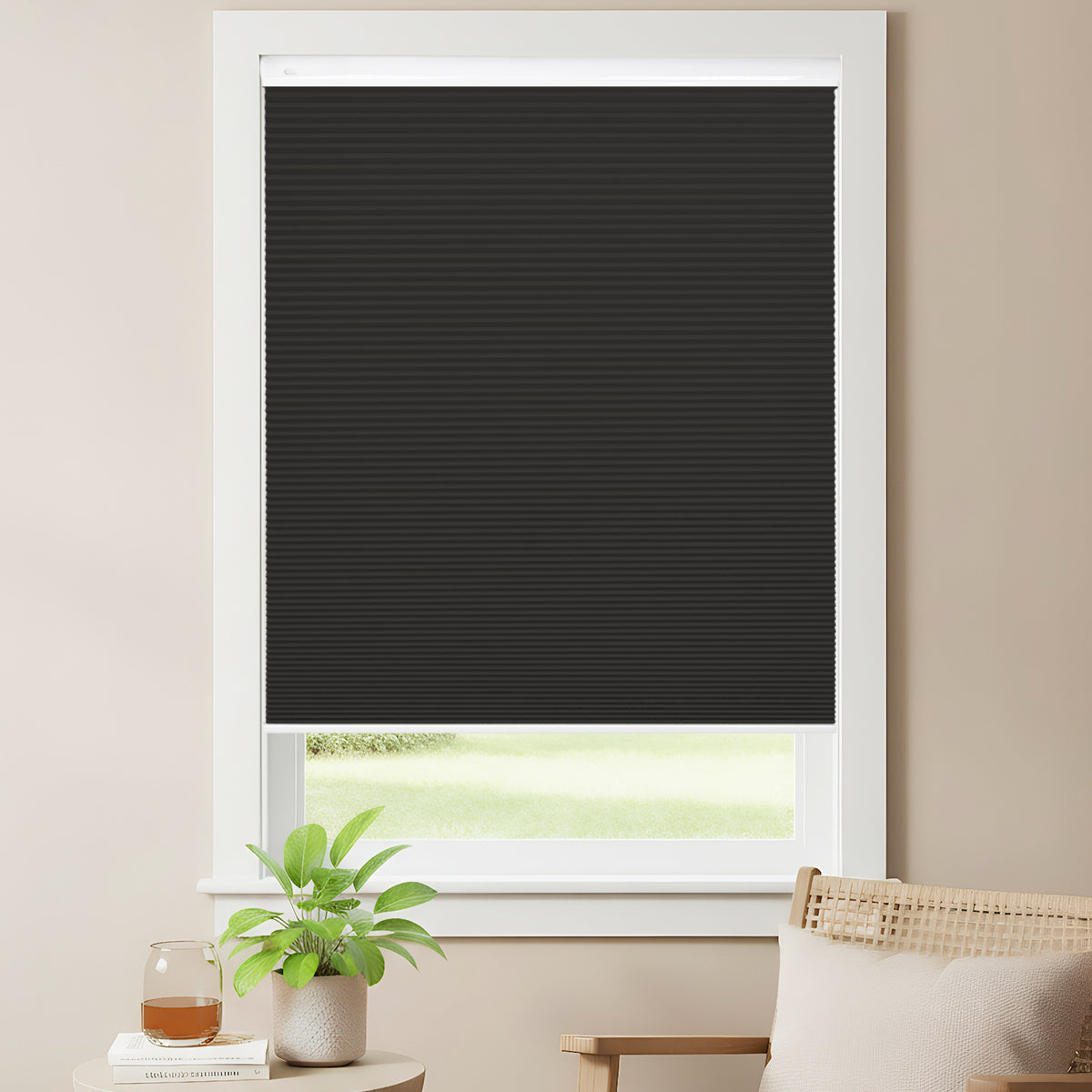 Upgraded Punch-free Honeycomb Blinds Cordless 100% Blackout Fabric