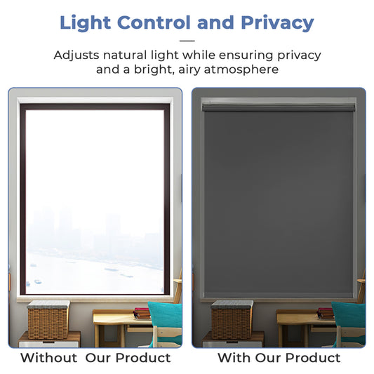 No Drill Cordless Roller Shades No Tools 100% Blackout Roller Windows Blinds Waterproof Fabric Privacy Blinds Thermal Insulated Tension Shades for Home Office