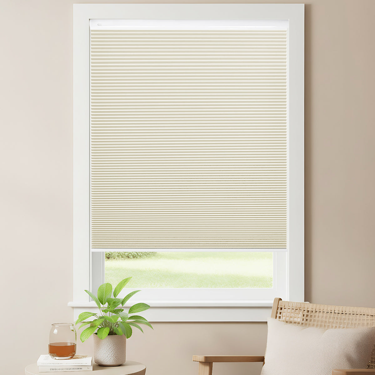 Upgraded Punch-free Honeycomb Blinds Cordless 100% Blackout Fabric