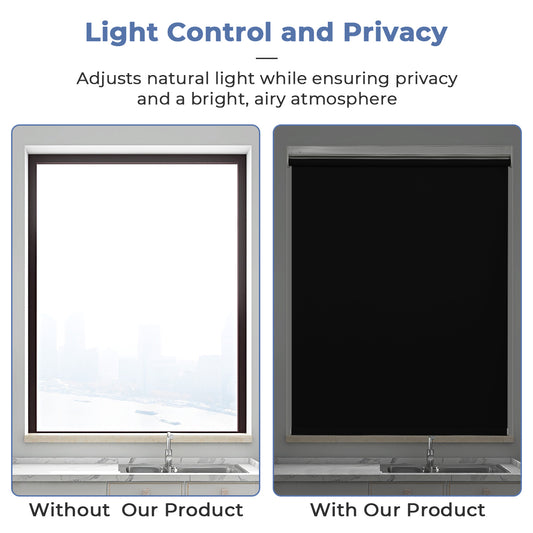 No Drill Cordless Roller Shades No Tools 100% Blackout Roller Windows Blinds Waterproof Fabric Privacy Blinds Thermal Insulated Tension Shades for Home Office