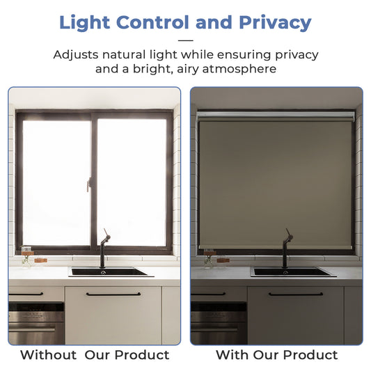 No Drill Cordless Roller Shades No Tools 100% Blackout Roller Windows Blinds Waterproof Fabric Privacy Blinds Thermal Insulated Tension Shades for Home Office