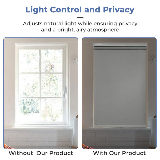 No Drill Cordless Roller Shades No Tools 100% Blackout Roller Windows Blinds Waterproof Fabric Privacy Blinds Thermal Insulated Tension Shades for Home Office