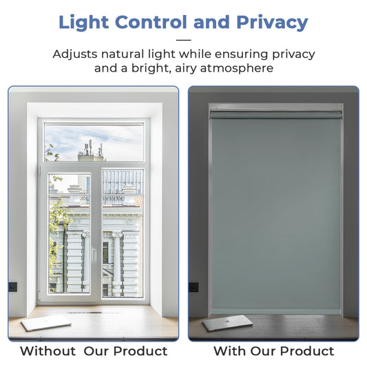 No Drill Cordless Roller Shades No Tools 100% Blackout Roller Windows Blinds Waterproof Fabric Privacy Blinds Thermal Insulated Tension Shades for Home Office