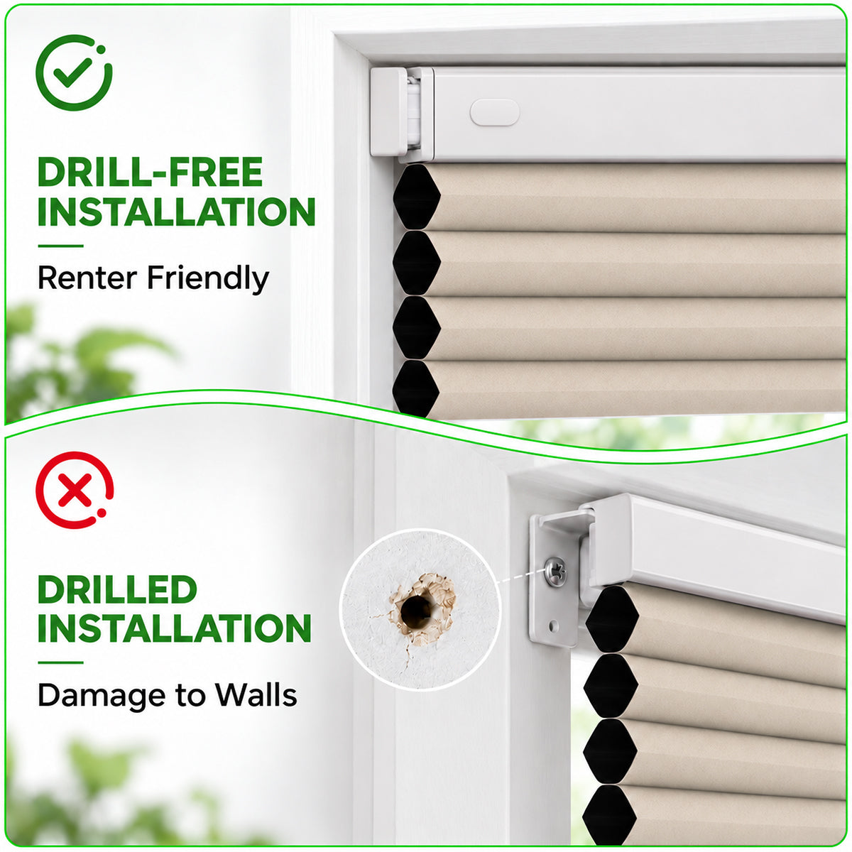 No Drill Blackout Cellular Shades Cordless 45mm Honeycomb Shades