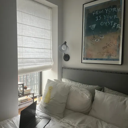 Roman Shades for Windows No Drill Cordless Room Darkening Shades Custom Size Prints Slub Linen Natural