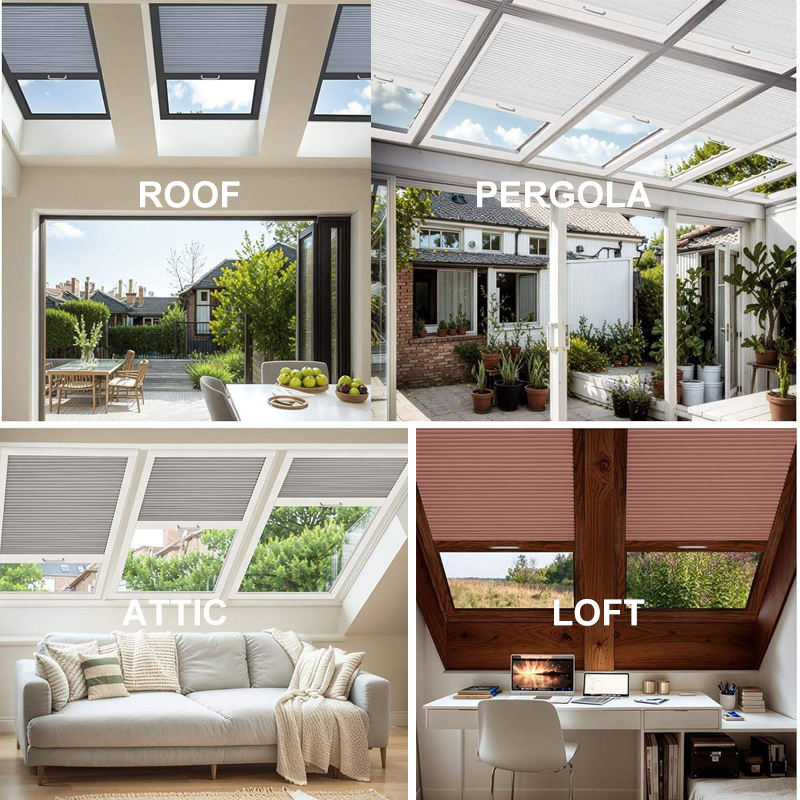Motorized Skylight Blinds – Cordless Honeycomb Shades with Remote, Day & Night Blackout
