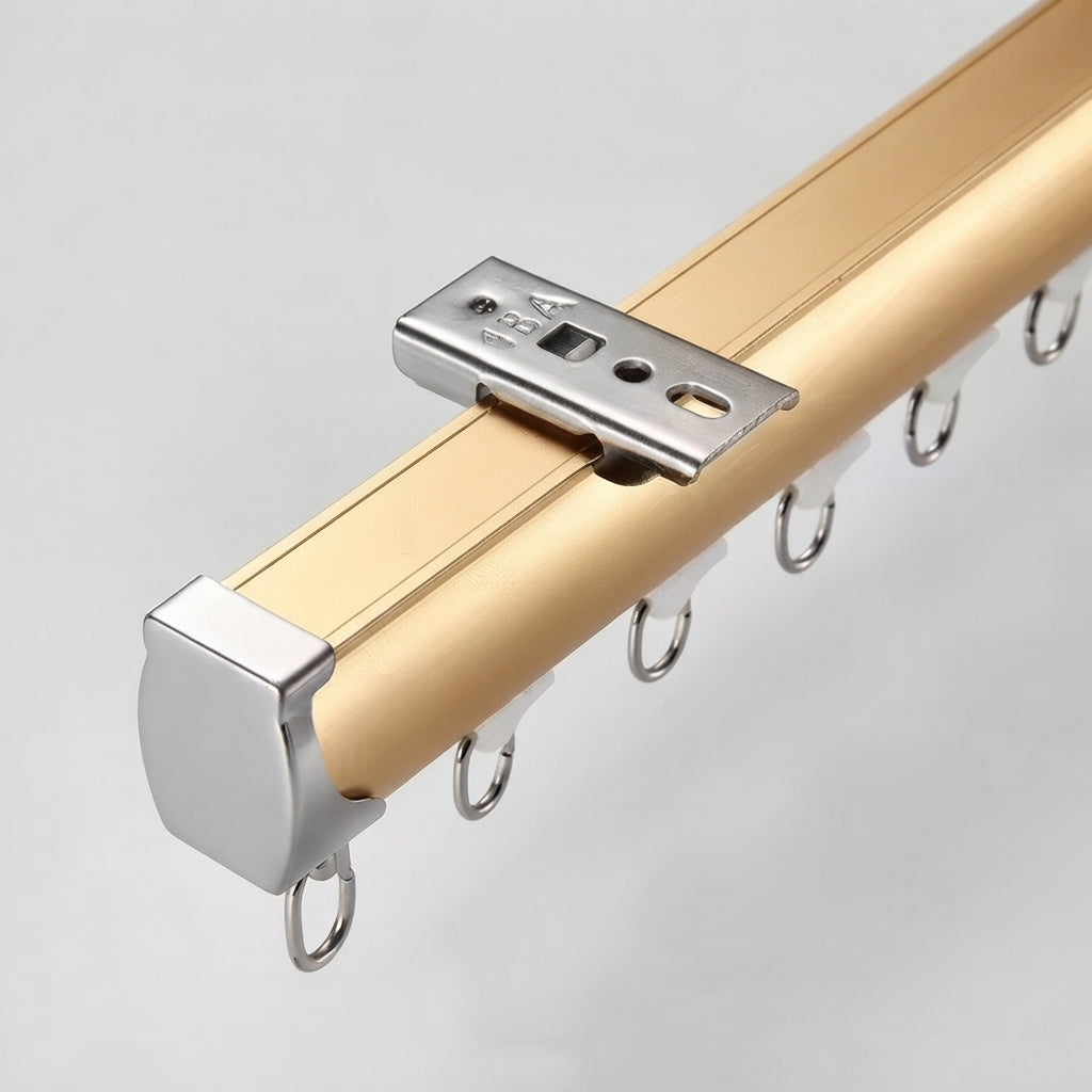 1.0mm Thick Heavy Duty Aluminum Curtain Track Rail, Silent Sliding, Ceiling & Wall Mount, Custom Length Up to 6m for Home