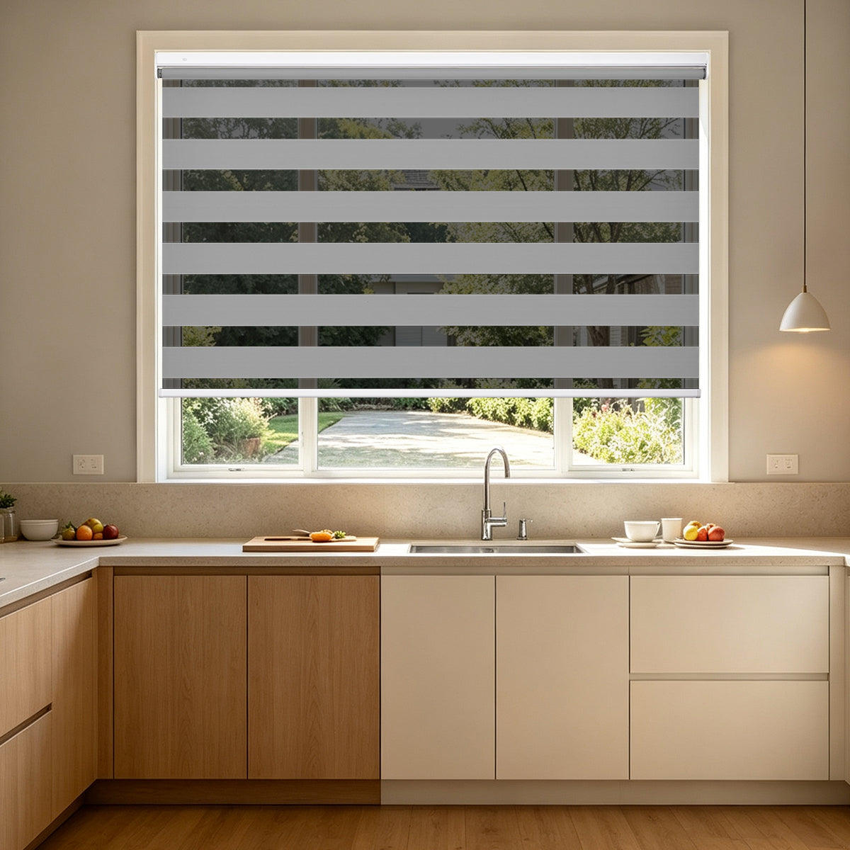 No Drill Cordless Blackout Zebra Shades – 98–100% Light Blocking, Custom Made to Measure