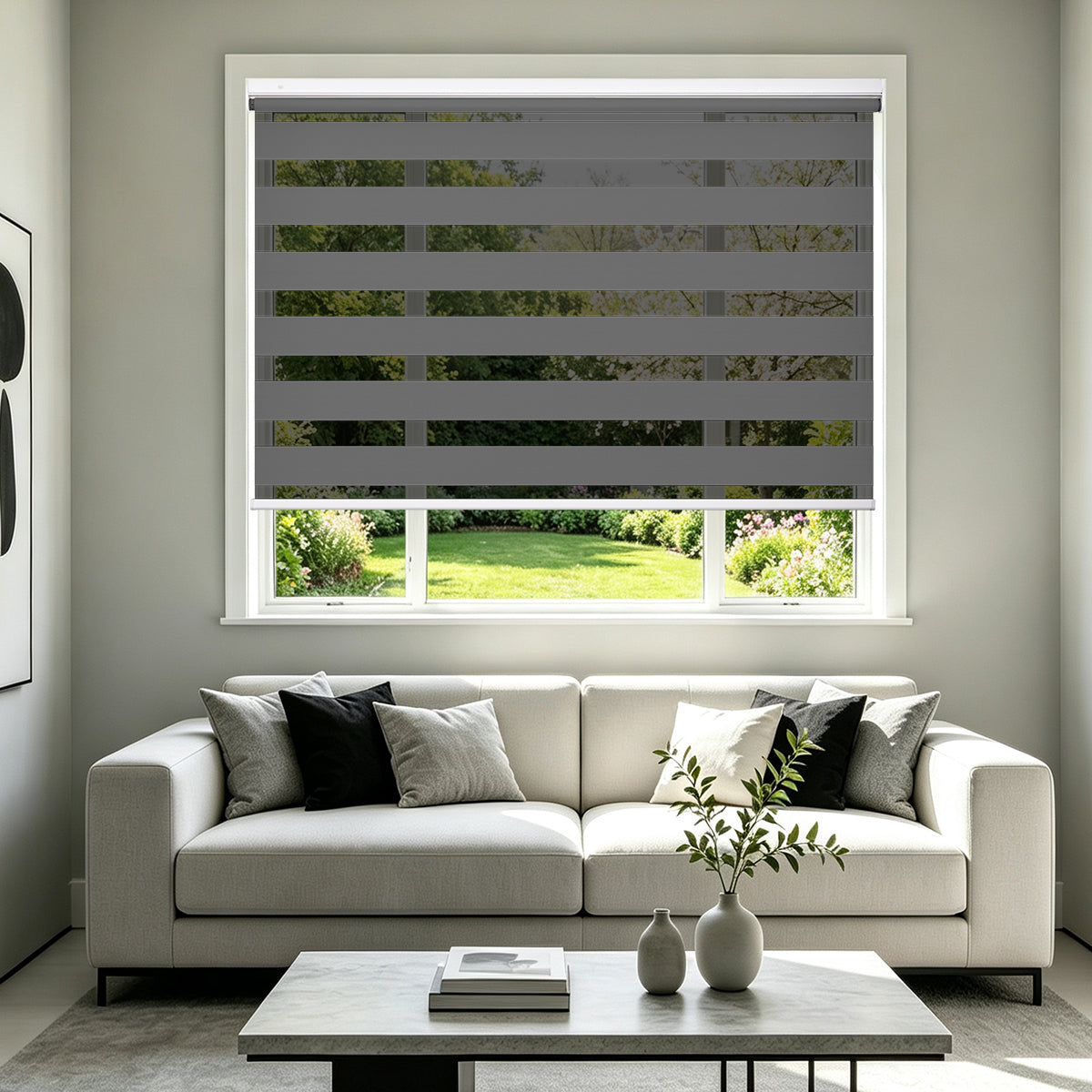 No Drill Cordless Blackout Zebra Shades – 98–100% Light Blocking, Custom Made to Measure