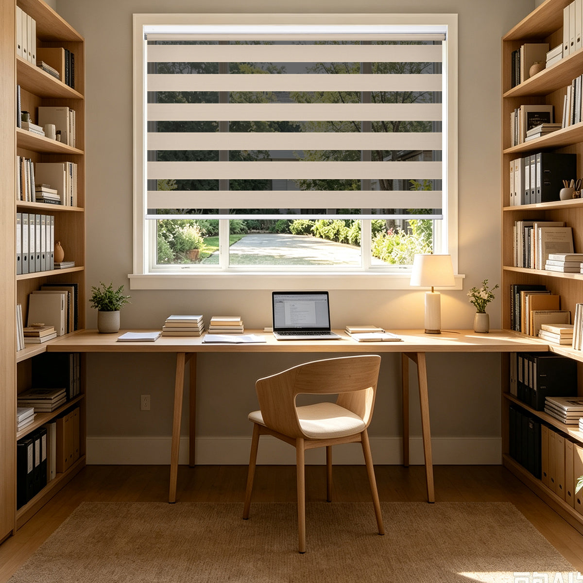 No Drill Cordless Blackout Zebra Shades – 98–100% Light Blocking, Custom Made to Measure