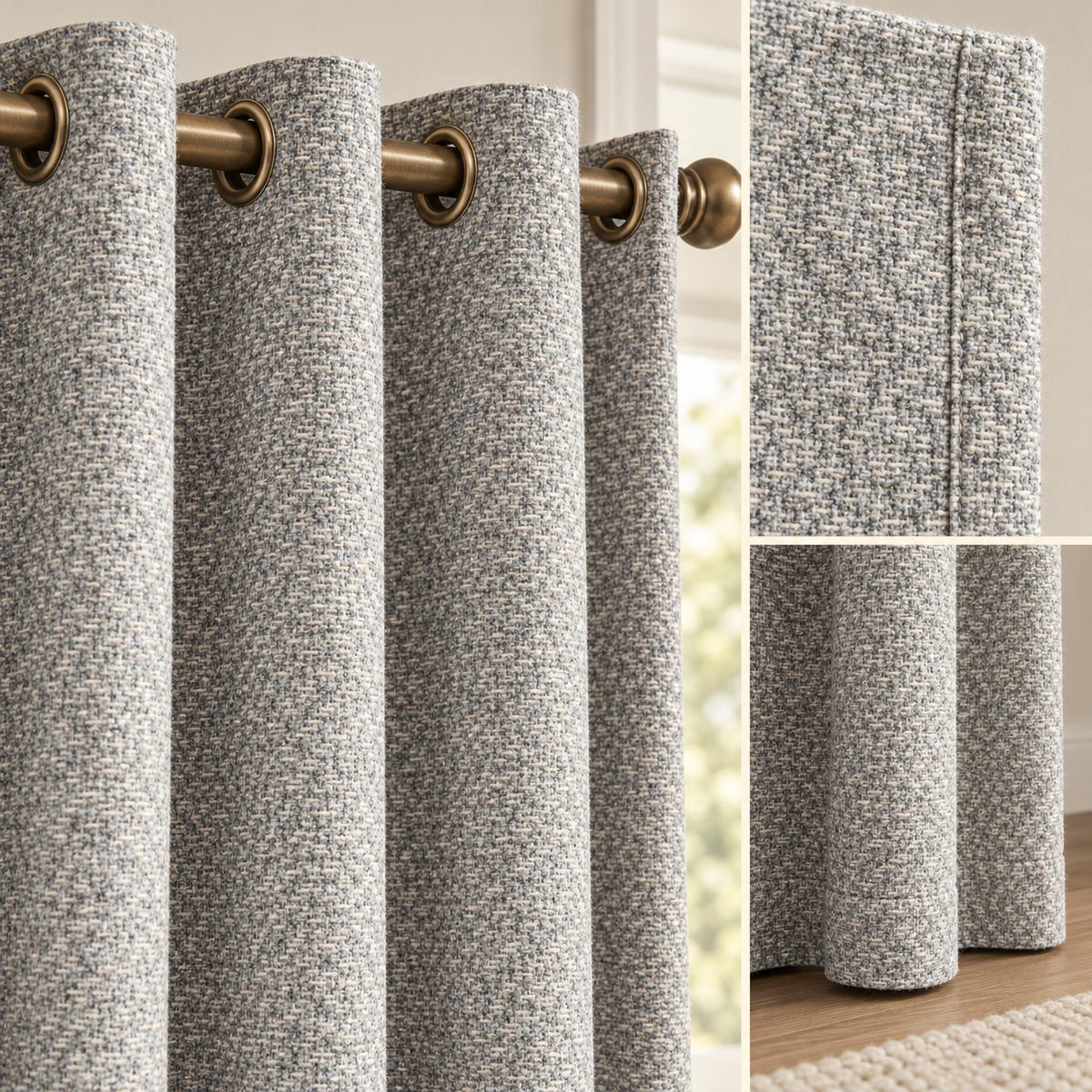 Custom Wool & Linen Blend Grommet Curtains – Cozy Heavyweight Drapes for Fall & Winter