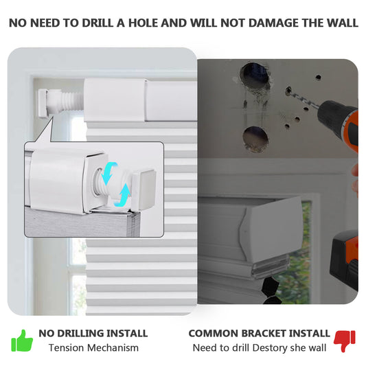 Customizable size No Drill No Tools Blackout Window Cover,Cordless Honeycomb Blinds