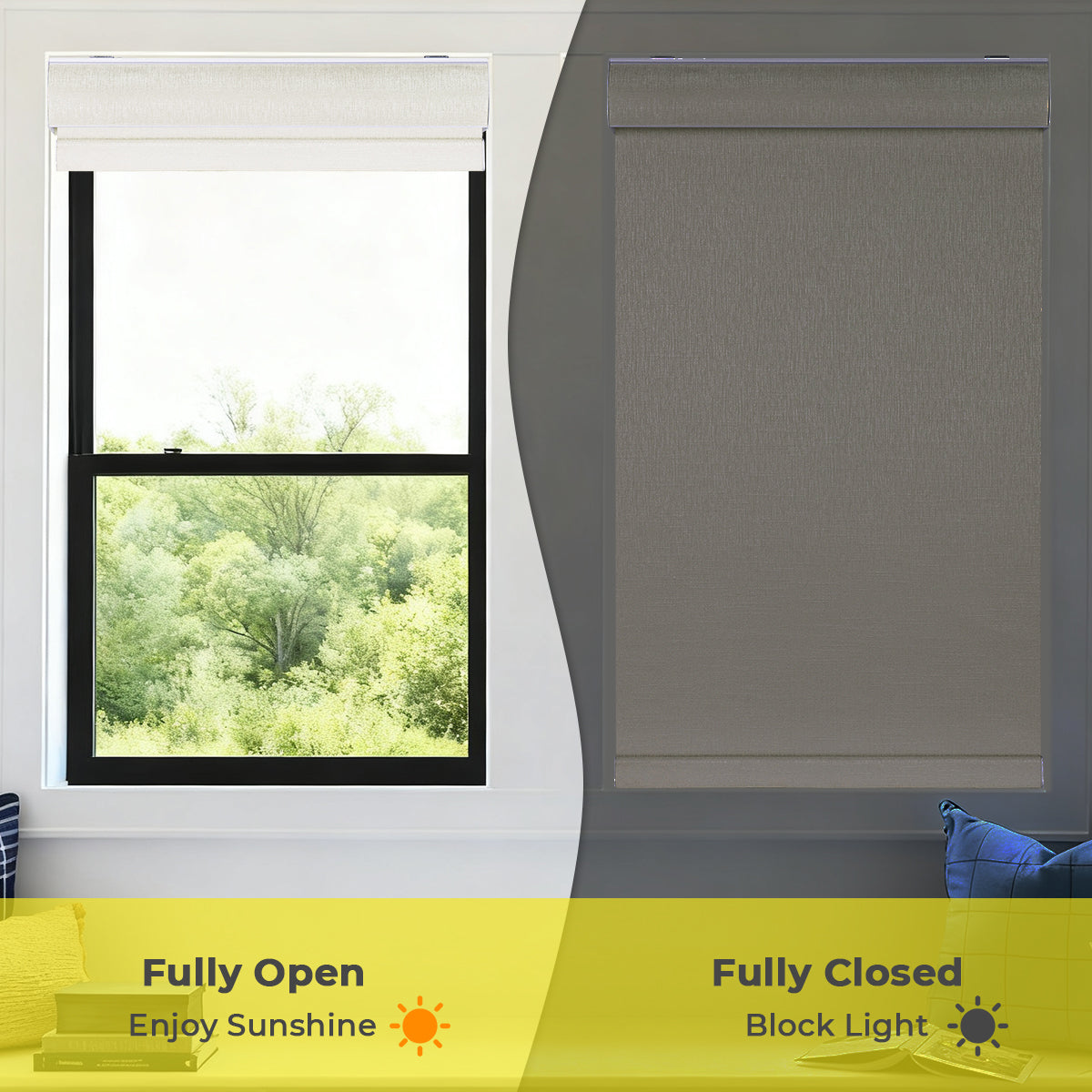 Custom Cordless Blackout Roller Shades with Cassette – Thermal Insulated Window Blinds