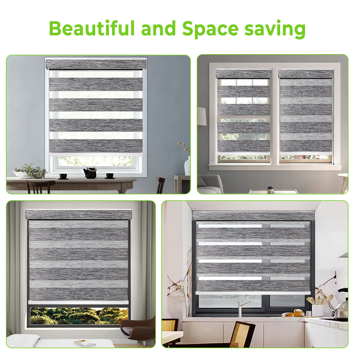 Motorized Blackout Zebra Blinds for Windows – Remote Control or Smart Alexa Google Home Compatible