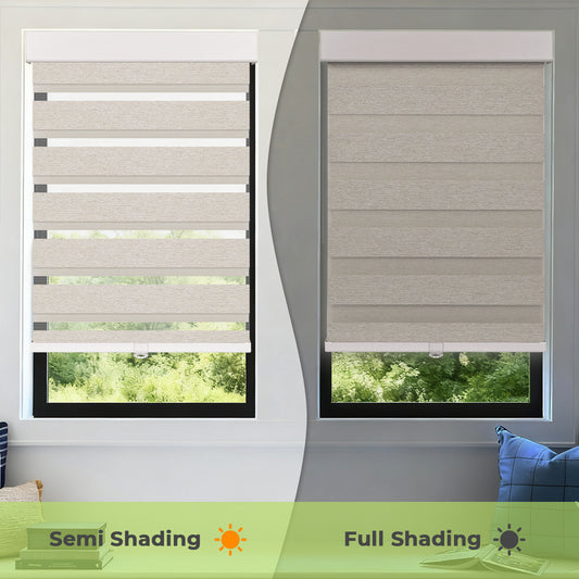 Cordless Zebra Blinds for Windows Pull Down Roller Window Shades Dual Layer Light Filtering Privacy for Day and Night, Free-Stop Door Shades for Home Easy to Install