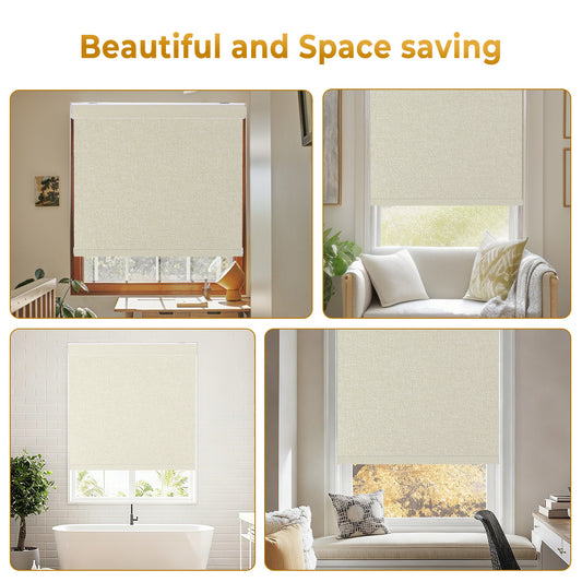 Smart Motorized Blinds with Remote, Cordless Automatic Roller Shades, Blackout Electric Blind Drilled Cassette for Windows