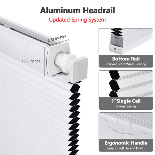 Customizable size No Drill No Tools Blackout Window Cover,Cordless Honeycomb Blinds