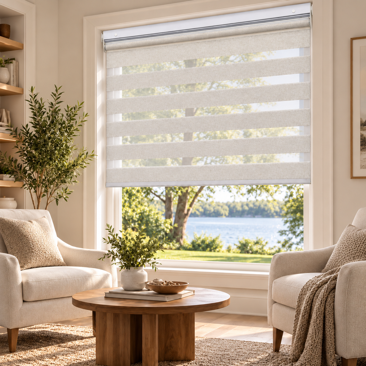 No-Drill Cordless Room-Darkening Zebra Shades – Dual-End Mount