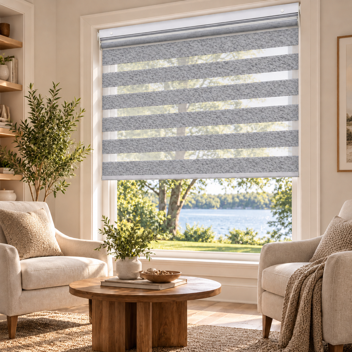 No-Drill Cordless Room-Darkening Zebra Shades – Dual-End Mount