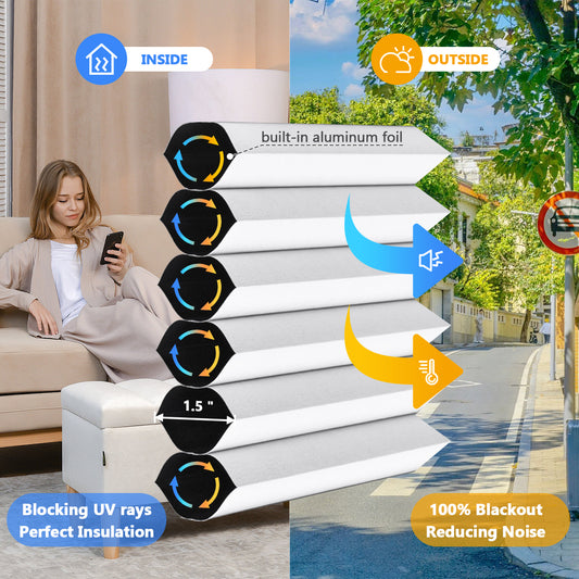 Customizable size No Drill No Tools Blackout Window Cover,Cordless Honeycomb Blinds