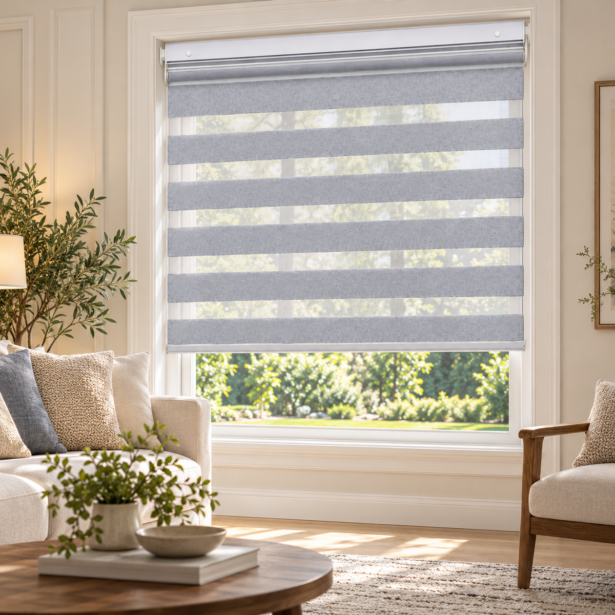 No-Drill Cordless Room-Darkening Zebra Shades – Dual-End Mount