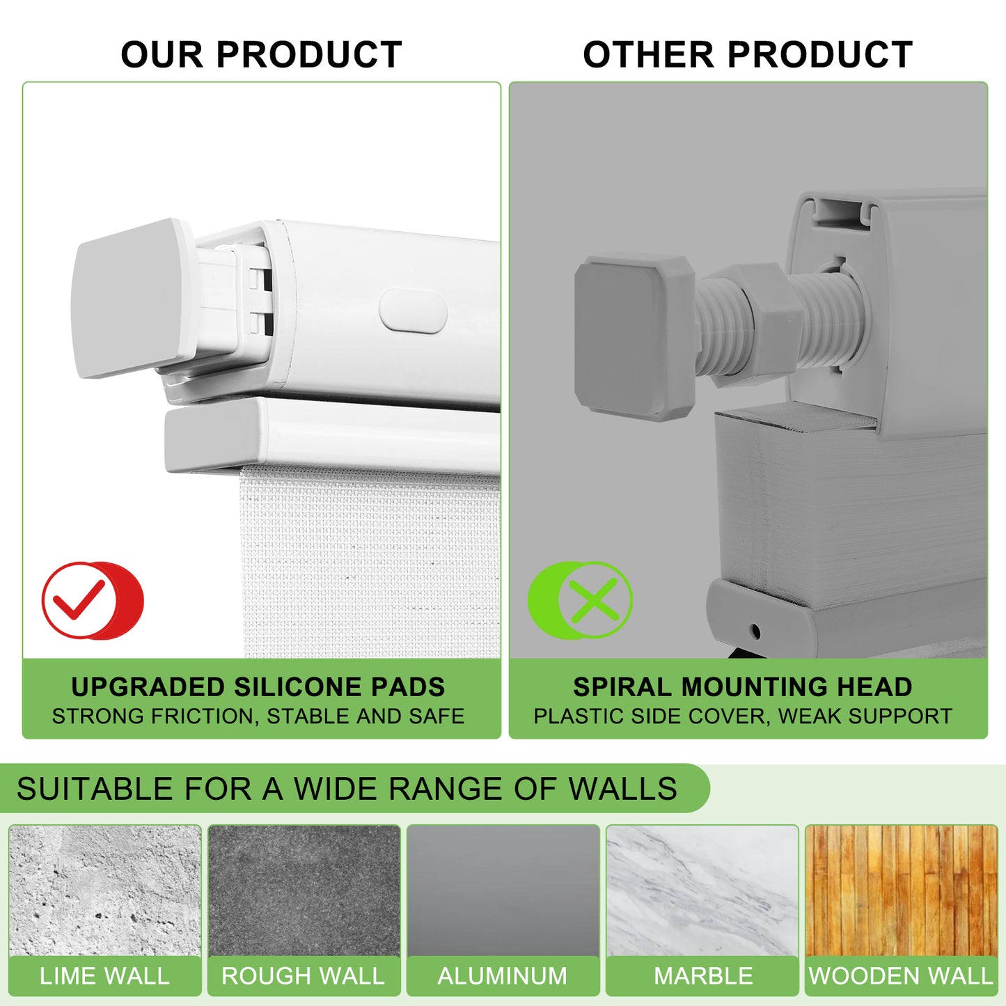 Drill-Free Cordless Roman Shade – Light Filtering Privacy Top Down Bottom Up