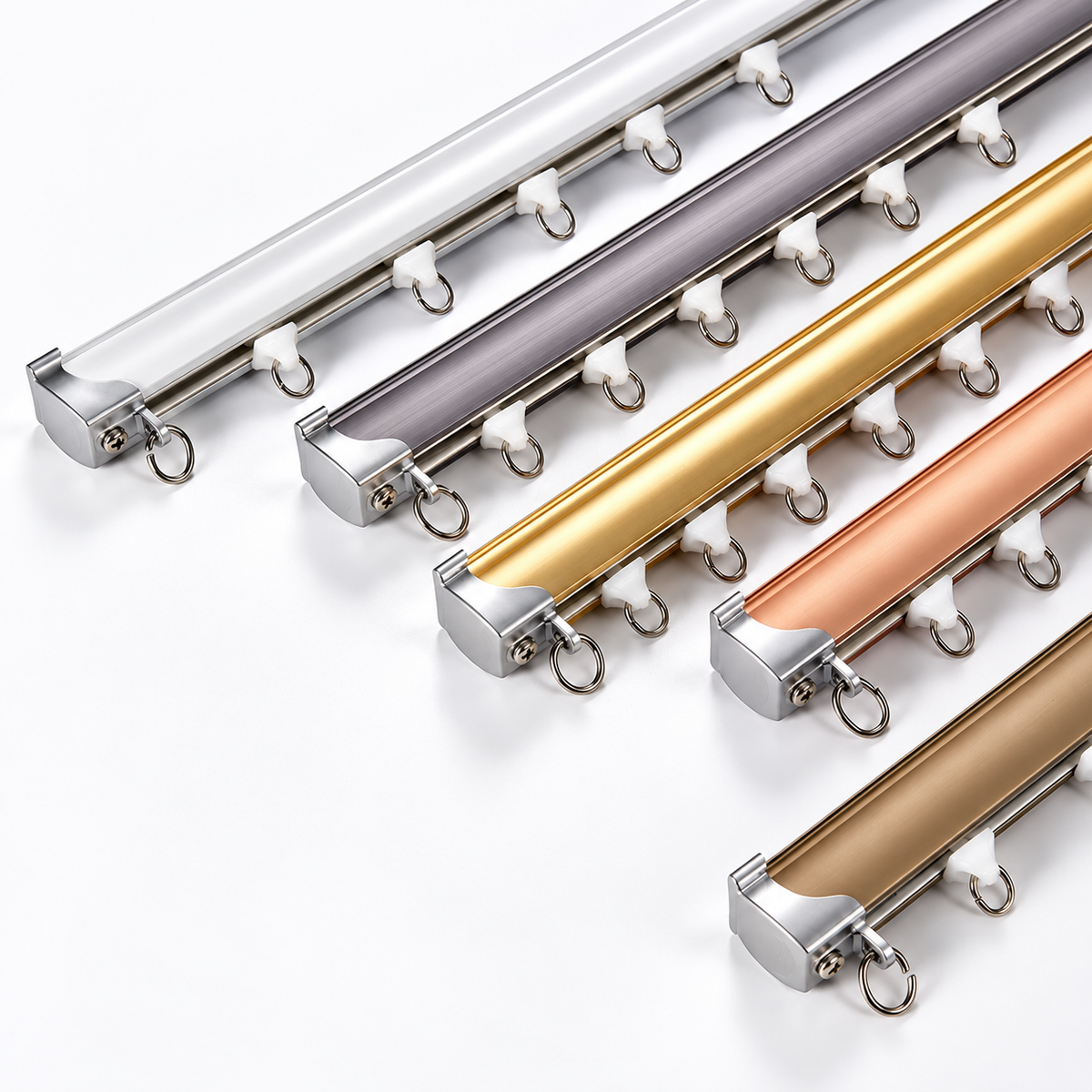 1.0mm Thick Heavy Duty Aluminum Curtain Track Rail, Silent Sliding, Ceiling & Wall Mount, Custom Length Up to 6m for Home