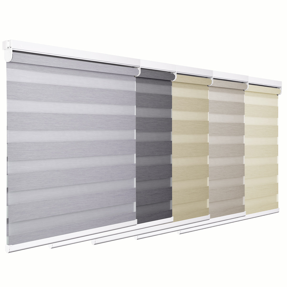 No-Drill Custom Zebra Blinds – Cordless, Dual-Layer, 80% Blackout Roller Shades