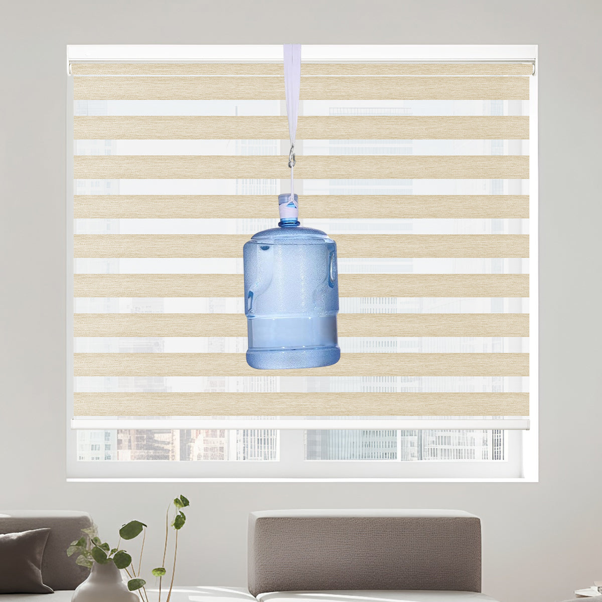 3-Step Installation No Drill Zebra Blinds Cordless & Push-Pull for Soft Translucent Light Easy DIY Window Shades