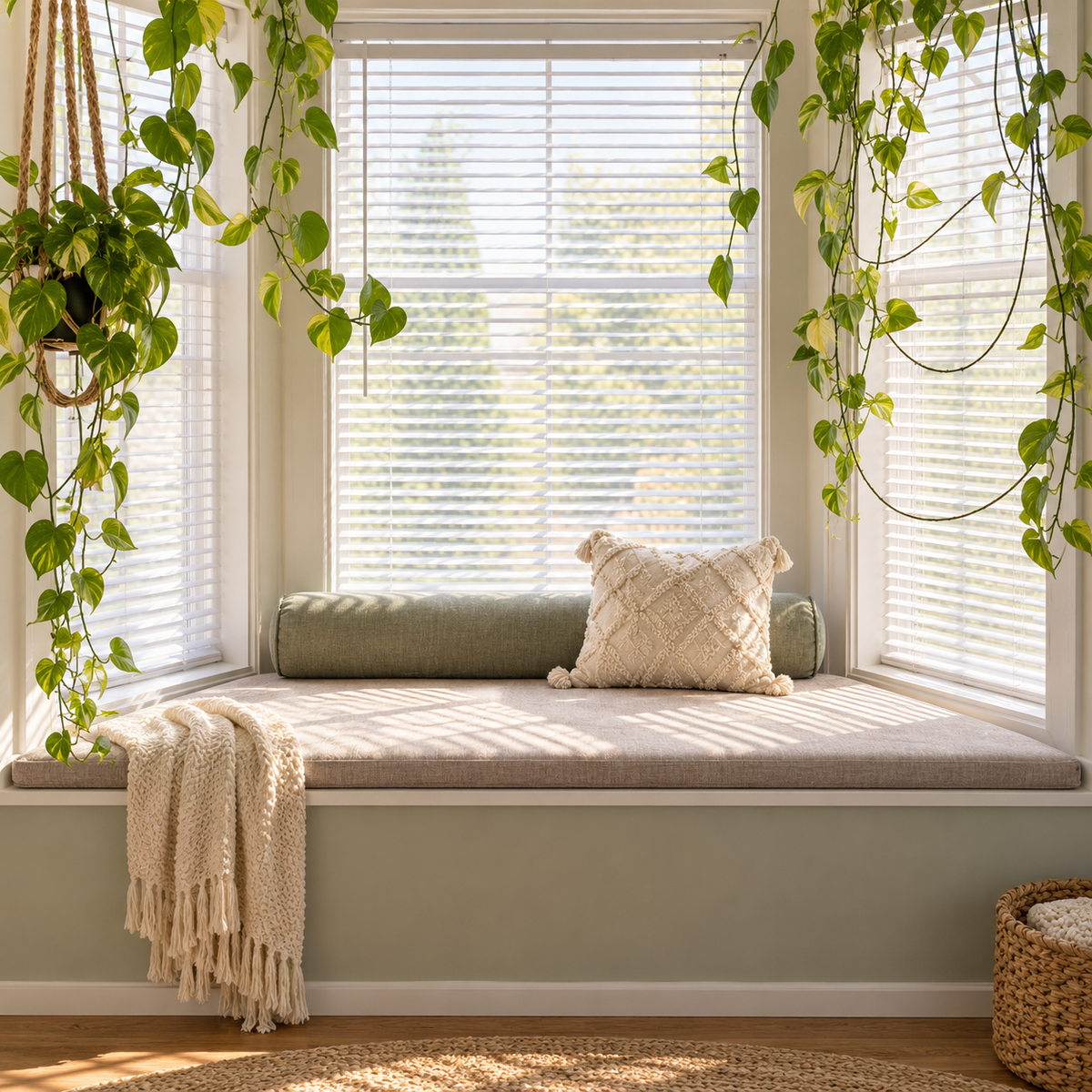 Custom Trapezoid Bay Window Seat Cushion – Waterproof Fabric, Made to Measure
