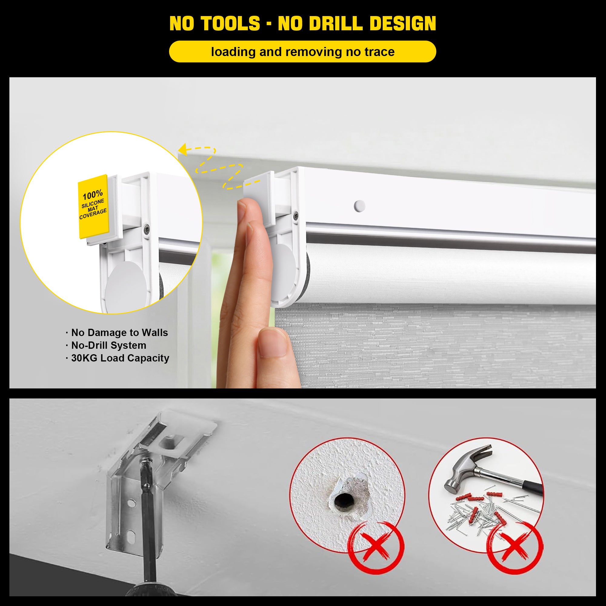Quick Install Cordless 100% Blackout Roller Shades For Windows