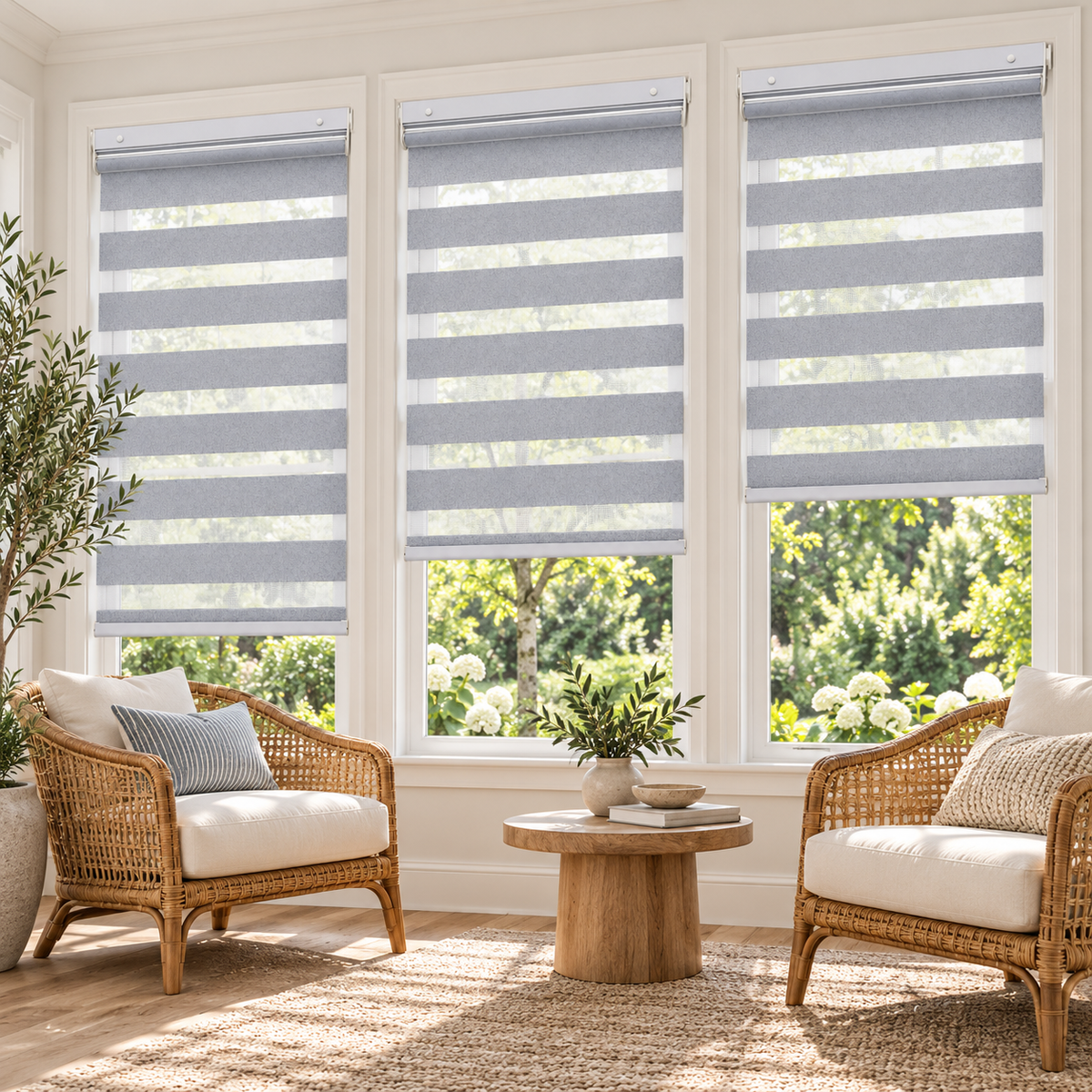 No-Drill Cordless Room-Darkening Zebra Shades – Dual-End Mount