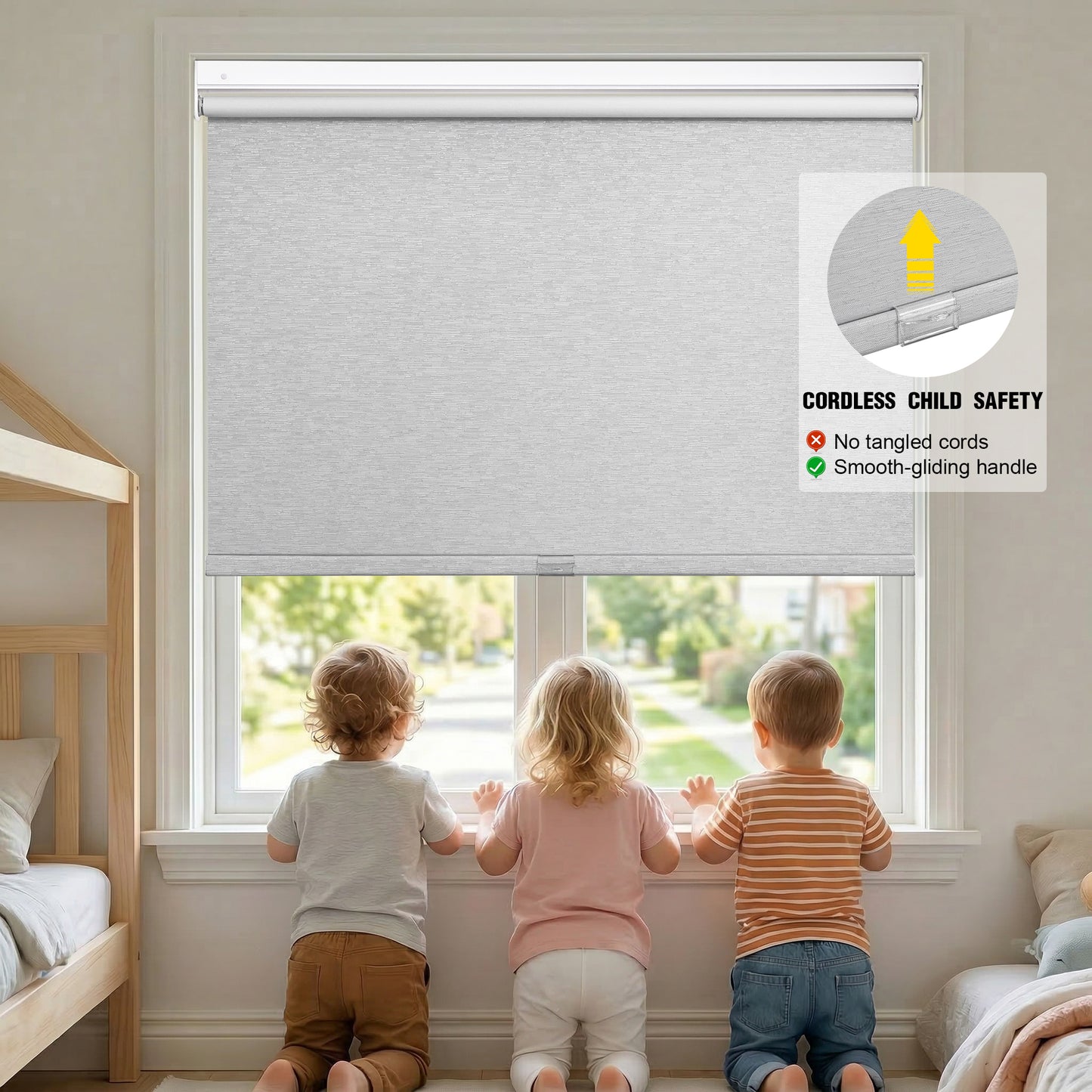 30 Seconds Quick-Fit No Drilling Cordless Push-Pull 100% Blackout Roller Shade