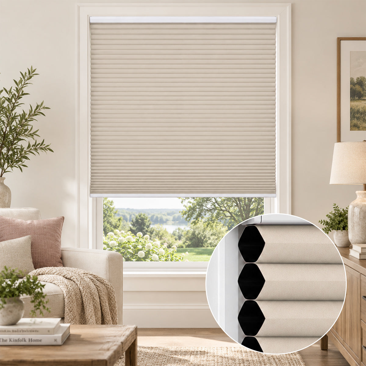 No Drill Blackout Cellular Shades Cordless 45mm Honeycomb Shades