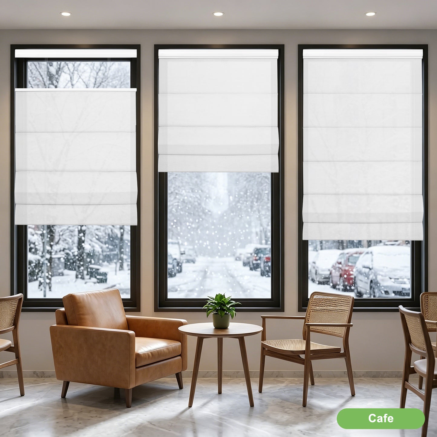 Drill-Free Cordless Roman Shade – Light Filtering Privacy Top Down Bottom Up