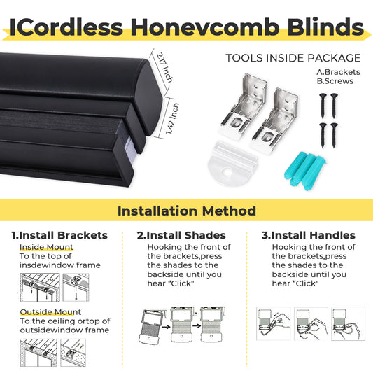 Top Down Bottom Up Cellular Shades for Windows, 1" Blackout Fabric, Cordless Honeycomb Blinds for Indoor Window, Thermal Insulated Noise Reduction