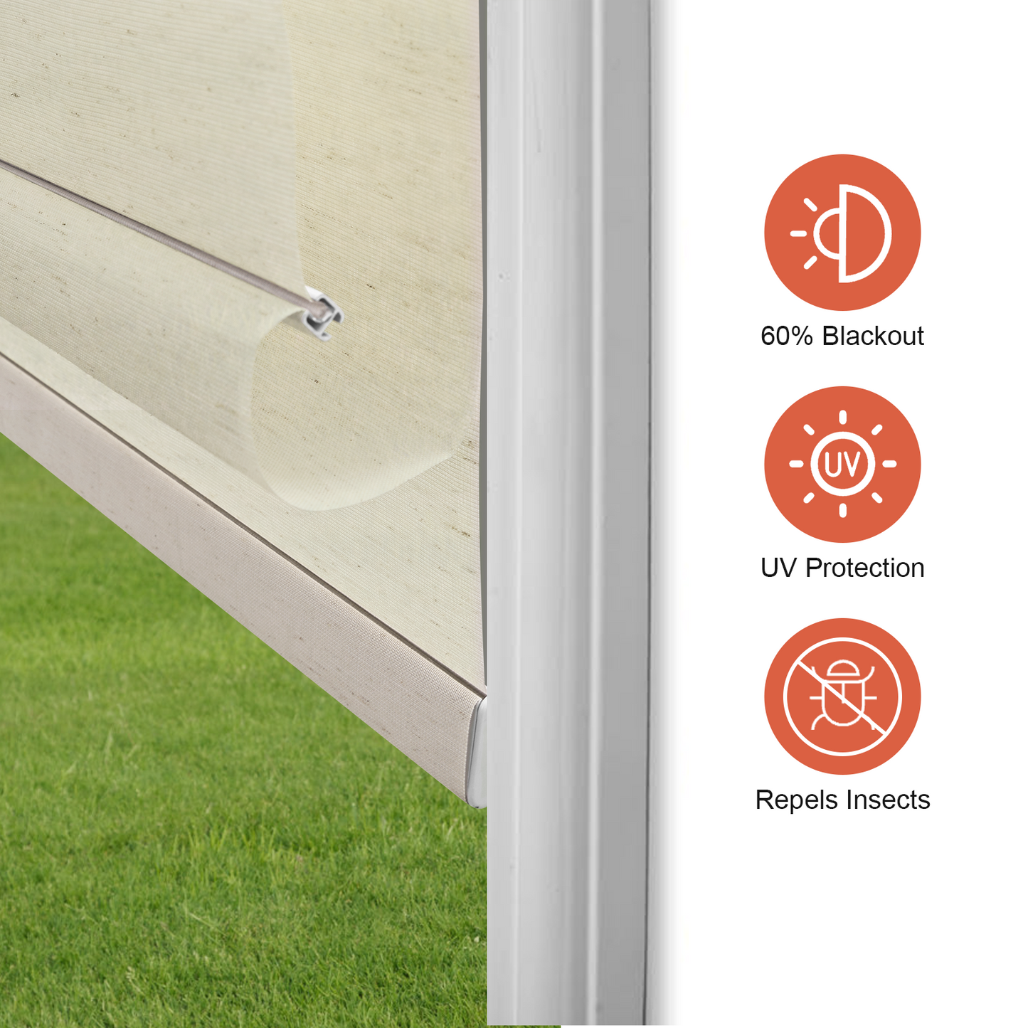 Romantische Rollos für Fenster, ohne Bohren, schnurlose, lichtdurchlässige Rollos, Sondermaß, bedruckt, Slub-Leinen, Natur