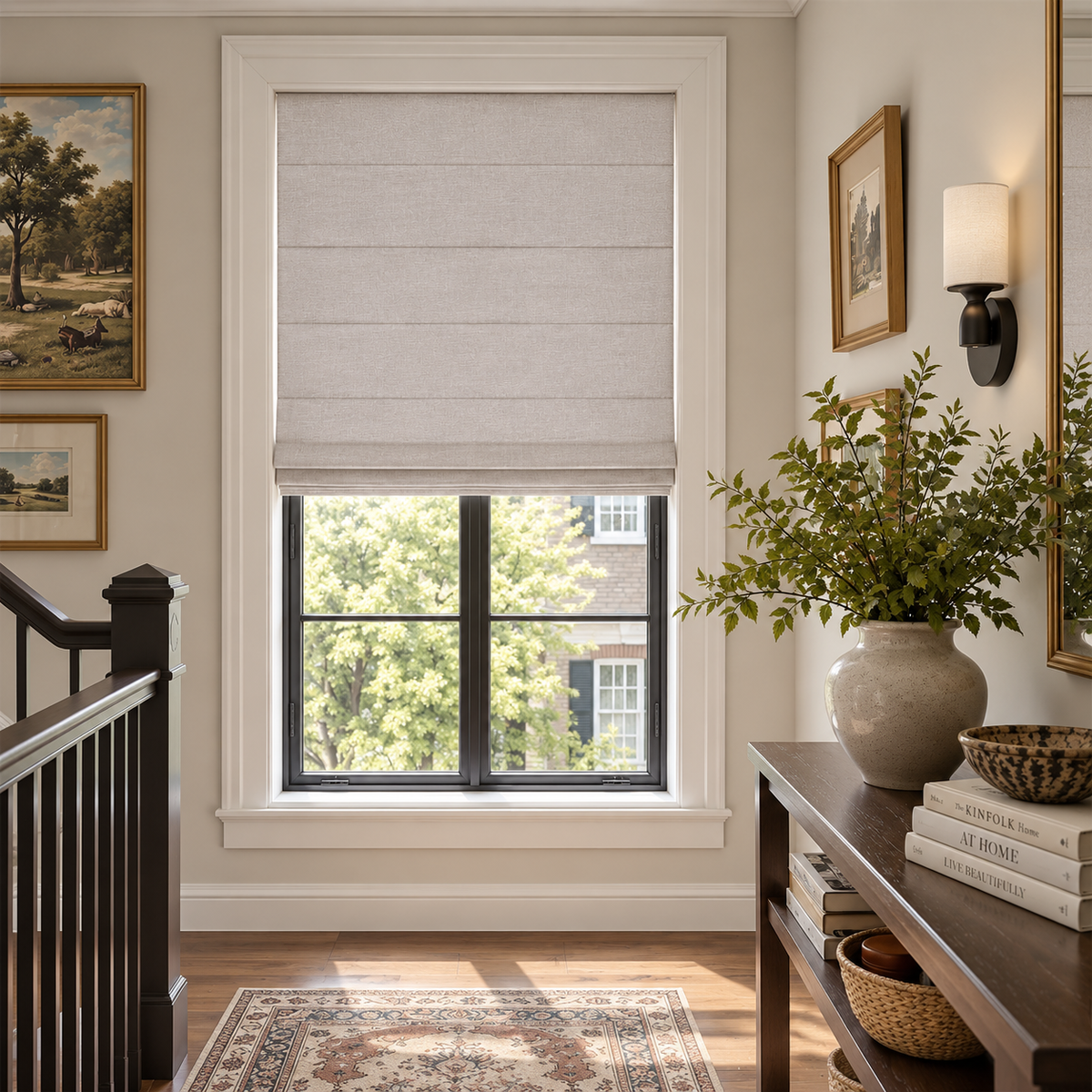 Custom No Drill Cordless Blackout Roman Shades – Thermal Comfort