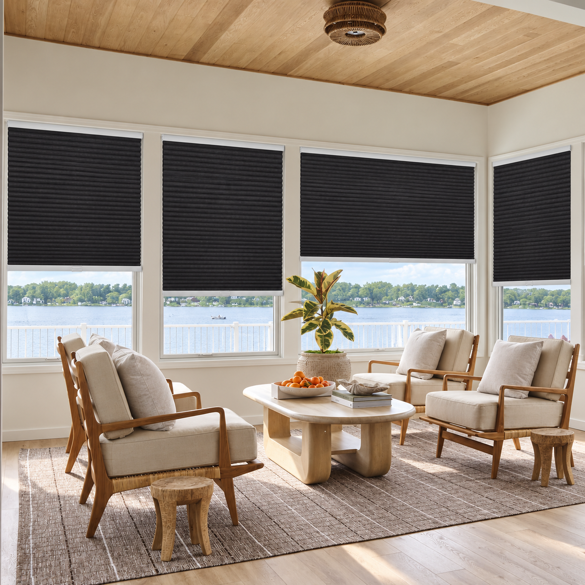 45mm No-Drill Dual-End Spring Cordless Blackout Honeycomb Blinds