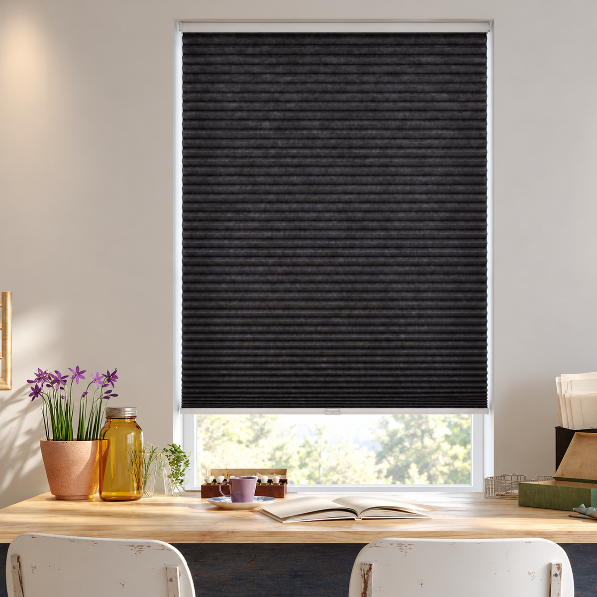 45mm No-Drill Dual-End Spring Cordless Blackout Honeycomb Blinds