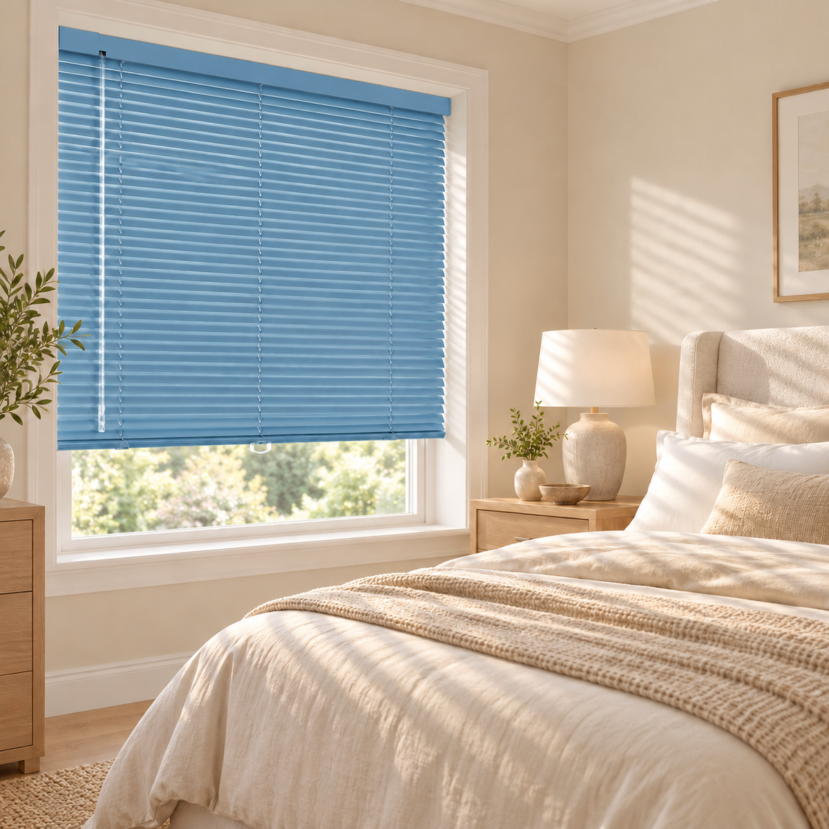 No-Drill Cordless Aluminum Venetian Blinds – Mint Green
