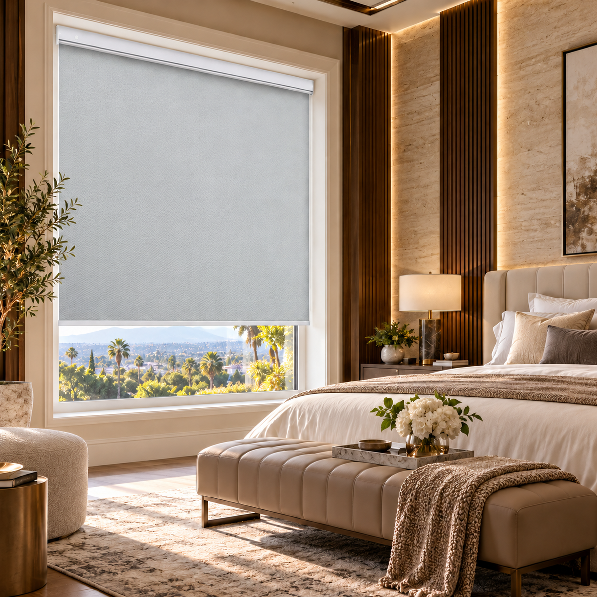 No-Drill Cordless Blackout Roller Shades – Fire-Retardant Custom Window Blinds